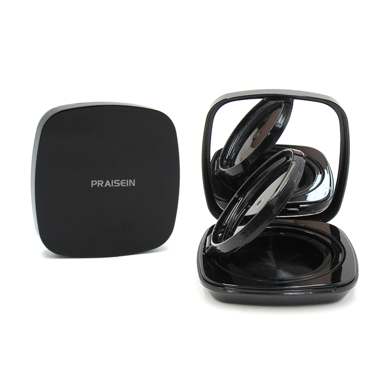 Custom magnetic buckle square air cushion box packing black plastic air cushion BB cream case