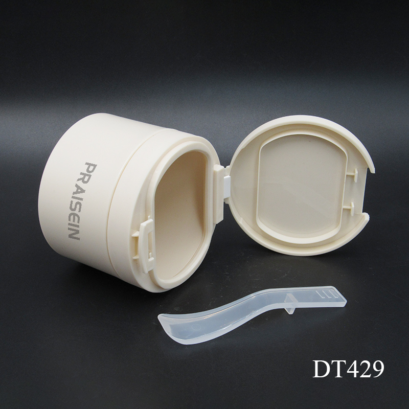 Plastic wide mouth cream container packaging custom frosted round skin care cream jar with spatula spoon