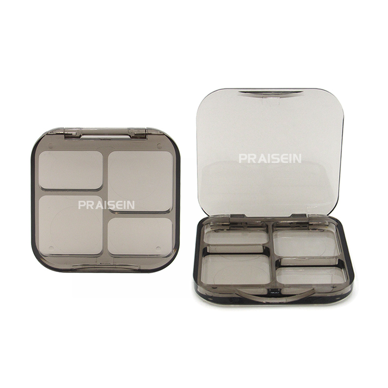 Private brand frosted transparent eyeshadow case 4 color square cosmetic highlight blush palette