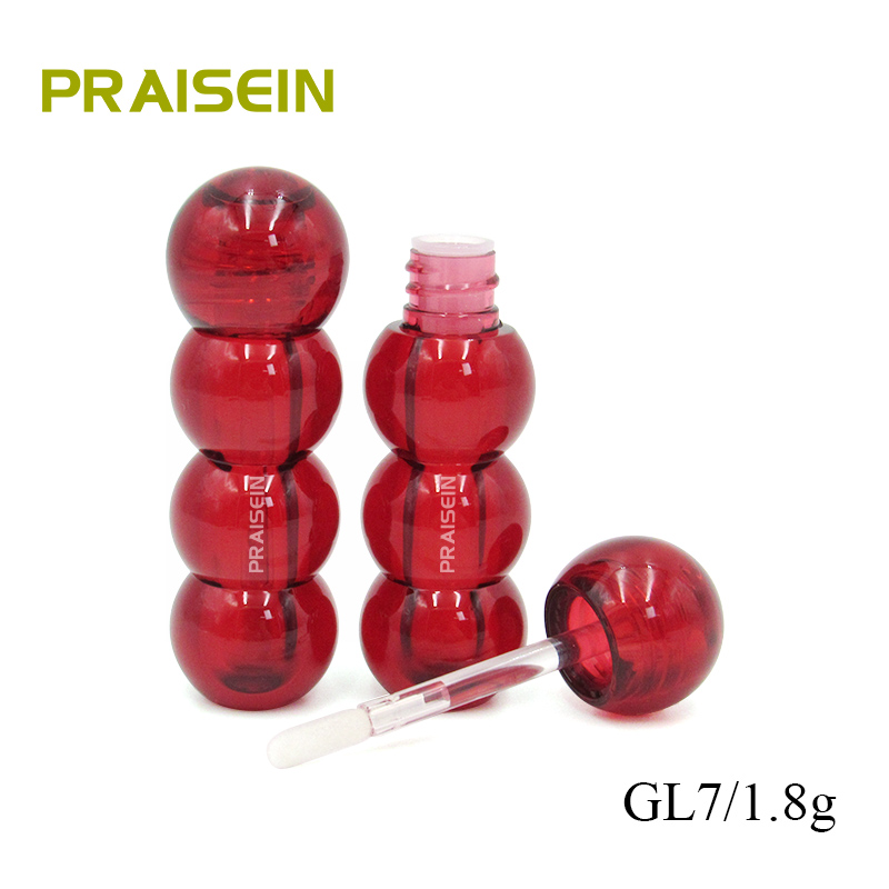 New rock sugar gourd shape lip gloss tube bottle 1.8g red plastic empty cosmetic lip gloss tube with brush