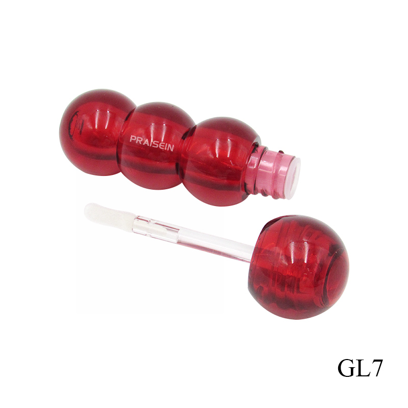 New rock sugar gourd shape lip gloss tube bottle 1.8g red plastic empty cosmetic lip gloss tube with brush