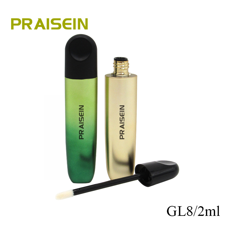 Gradient green lip gloss tube wholesale plastic packaging container 2ml flat lip gloss wand tube