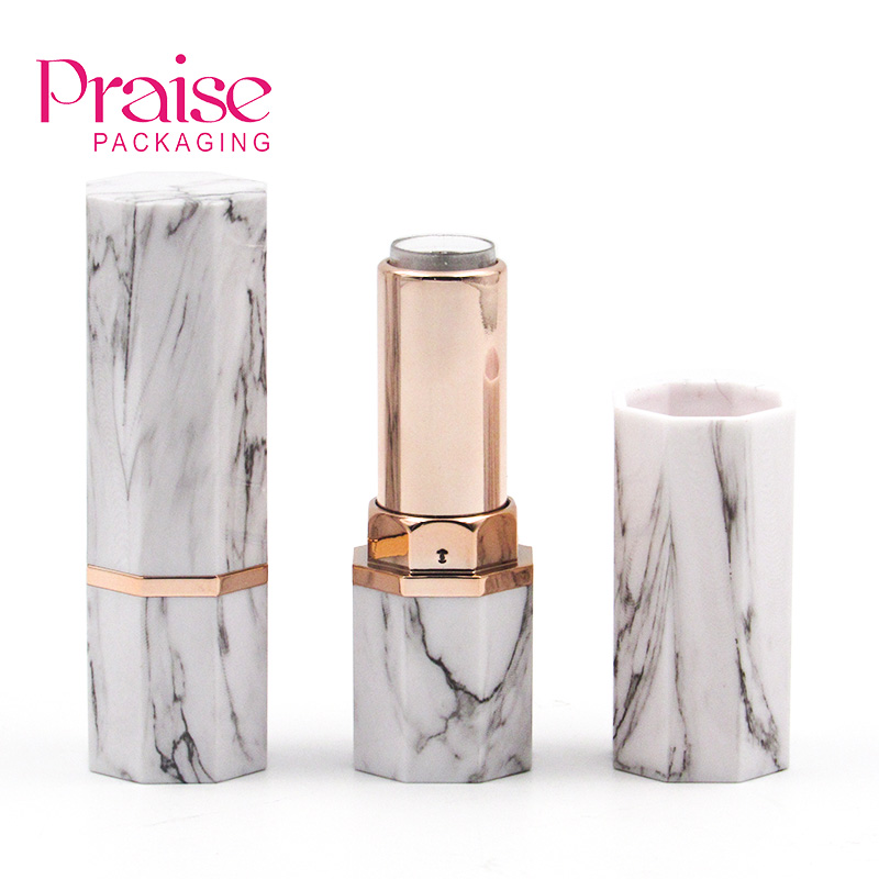 Wholesale Polygon new design plastic makeup empty lipstick tube container packaging