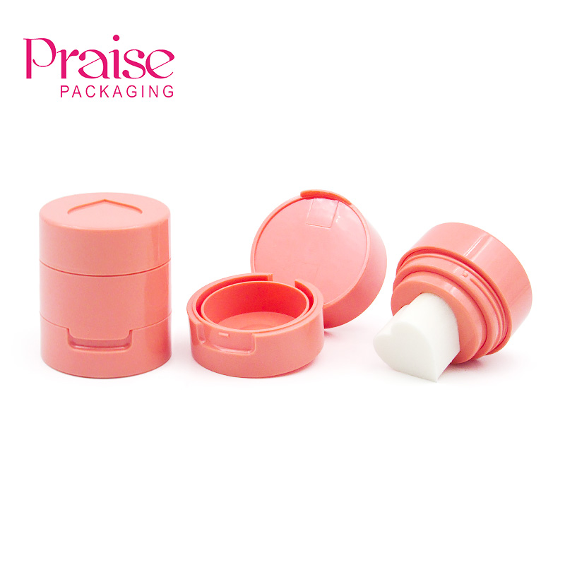 Hot selling Pink cute heart-shaped plastic makeup empty Cheeky Stamp Blendable Air cushion seal Blush case container packaging