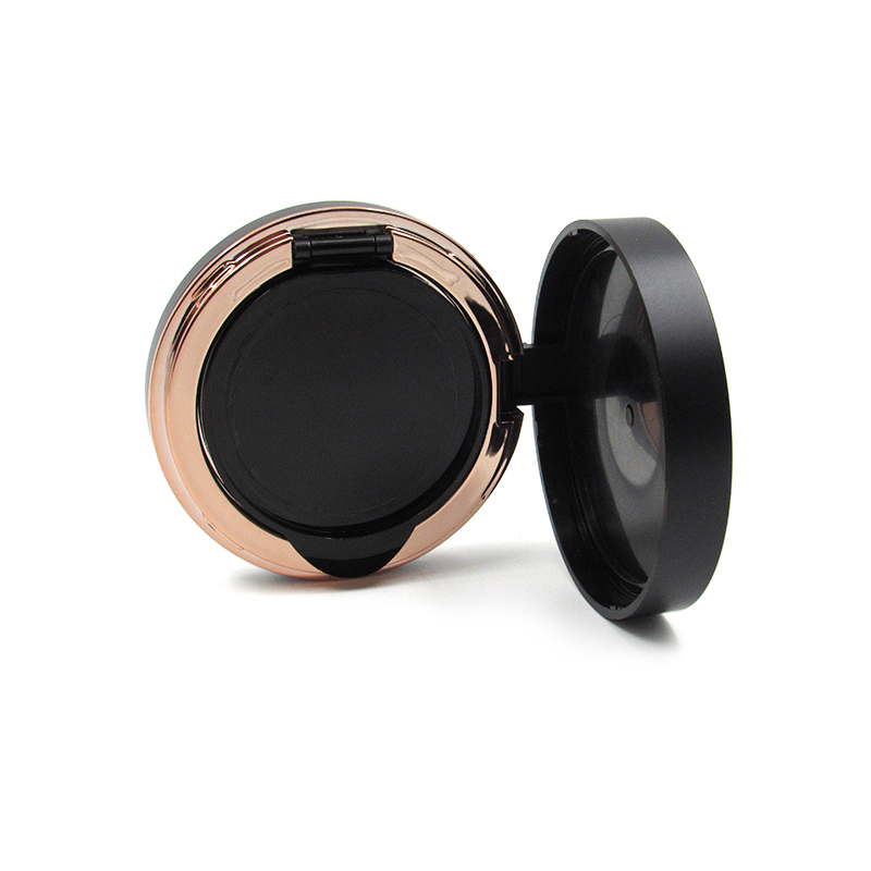 Rotary open cosmetics luxury black round plastic empty air cushion foundation BB powder case container packaging