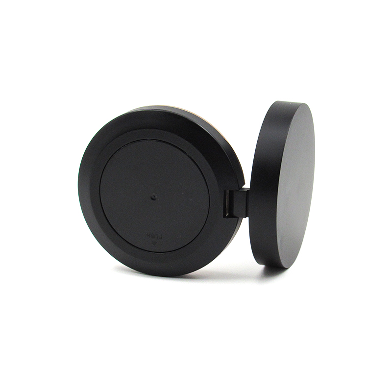 Rotary open cosmetics luxury black round plastic empty air cushion foundation BB powder case container packaging