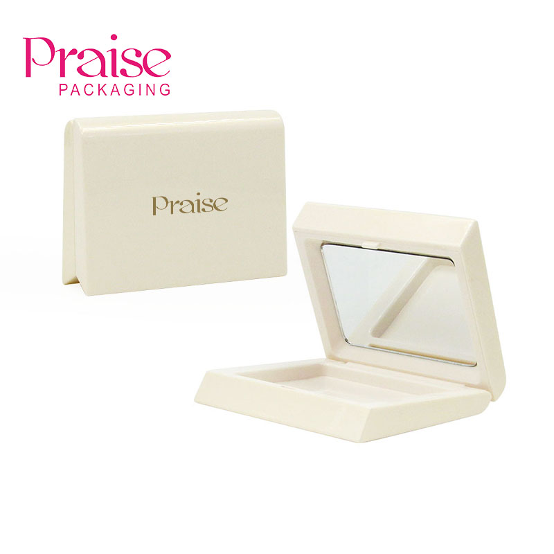 Free sample High-end empty plastic compact packaging case square cosmetic powder containers with mirrors for sale