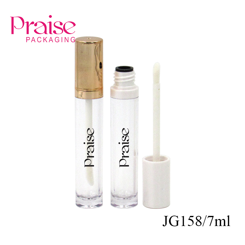 Custom private label cosmetic packaging empty transparent plastic lip gloss tube 7ml round lip gloss container with wands