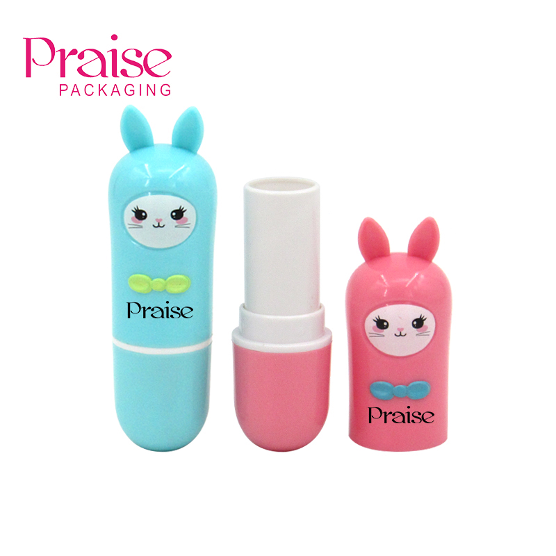 Cartoon shaped cosmetics lip balm containers sell portable round empty children's lip balm tubes plastic packaging