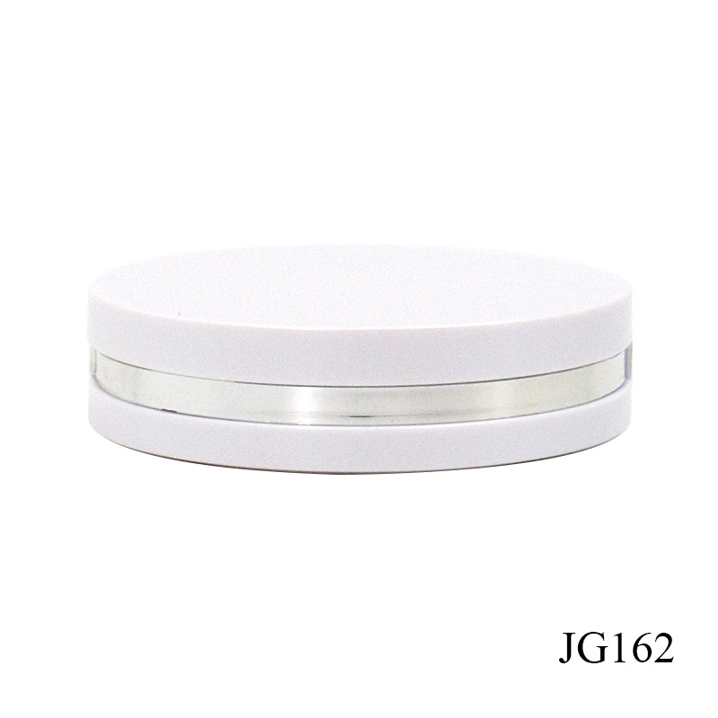 High quality round magnetic adsorption powder compact case, white plastic empty cosmetic powder compact case with mirror