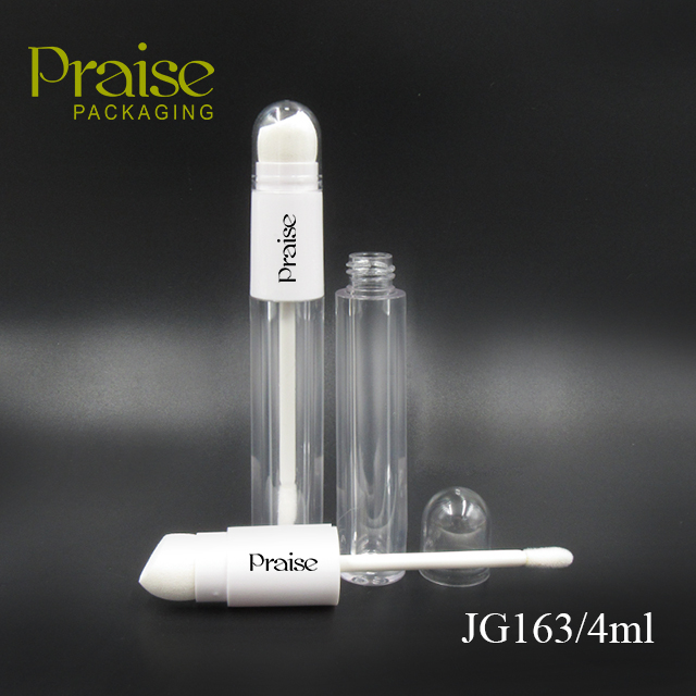 4ml plastic empty round liquid foundation tube container with powder puff, custom label cosmetic packaging