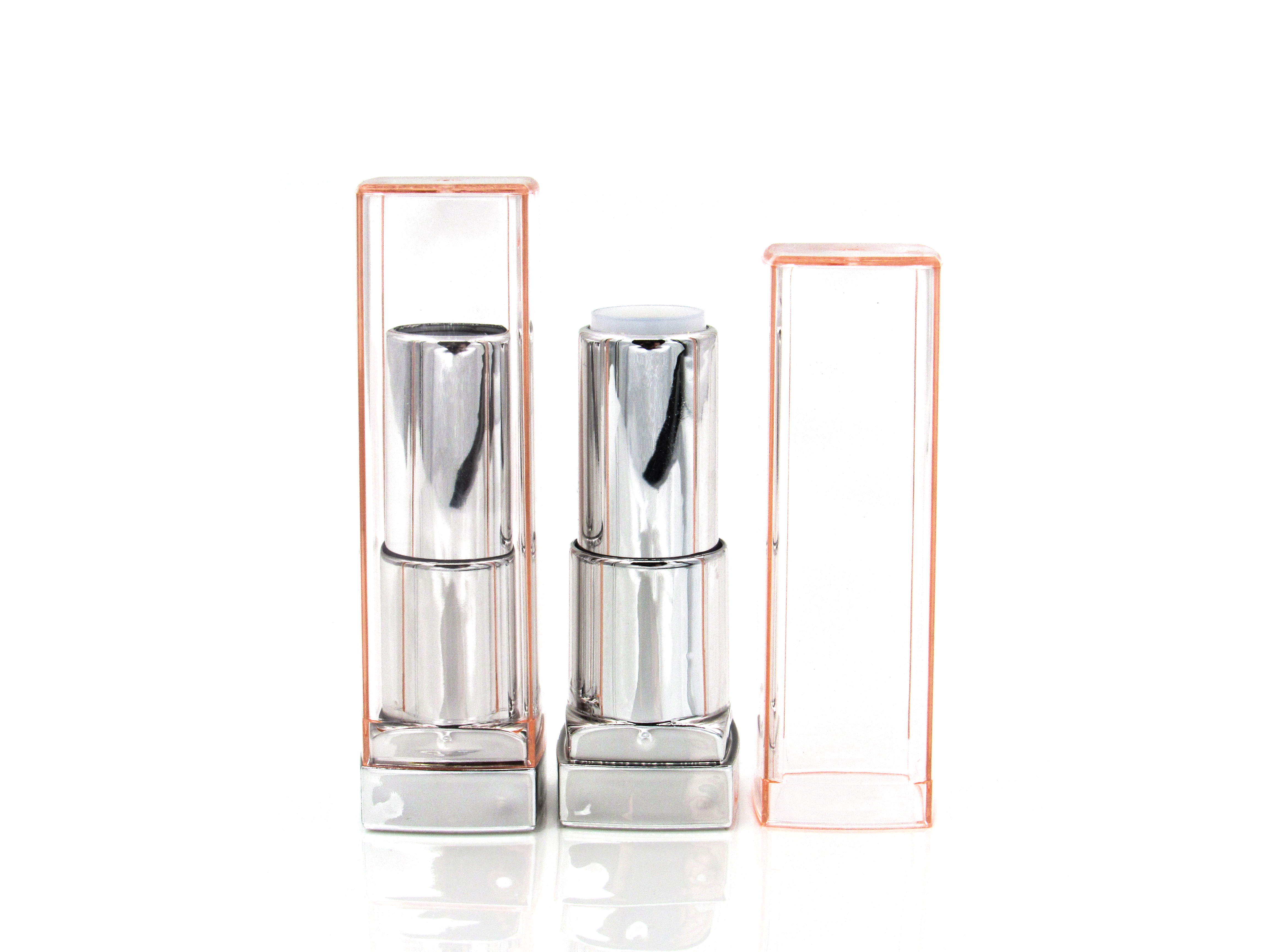 Hot selling wholesale Custom cosmetic square lipstick empty tube container, Clear cover, High quality plastic makeup packaging