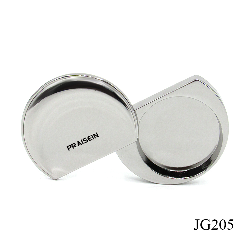 Silver metallic eye shadow case with swivel lid refillable zinc alloy solid deodorant container case custom packaging