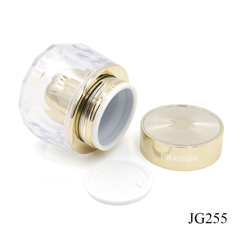 Custom double wall acrylic cream jar with gold lid 50g refillable cream jar empty cosmetic container