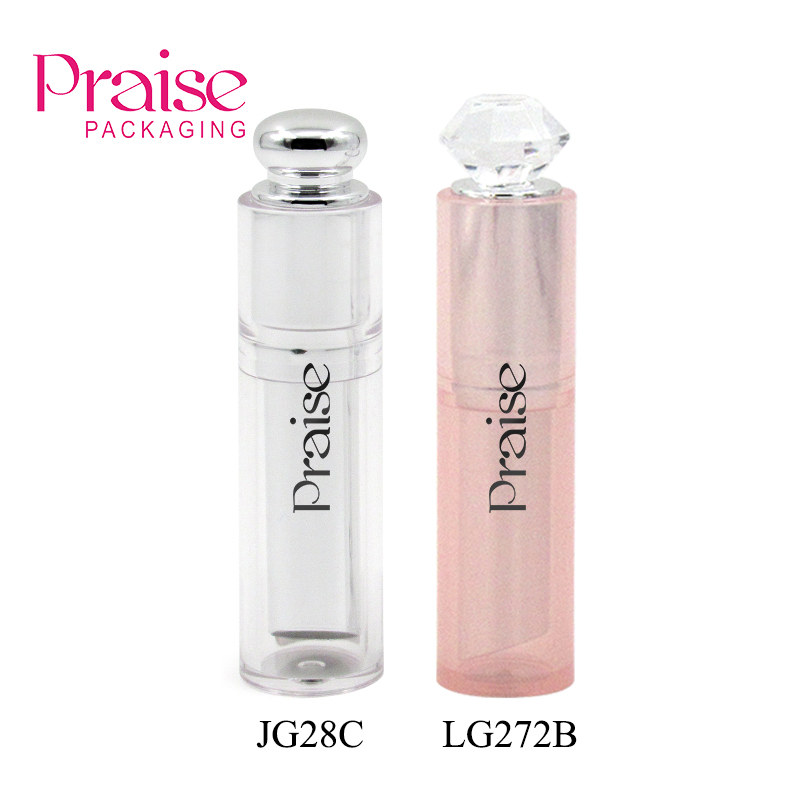 Hot selling cosmetic round empty lipstick tube container, Clear plastic lipstick tube, cosmetic packaging wholesale