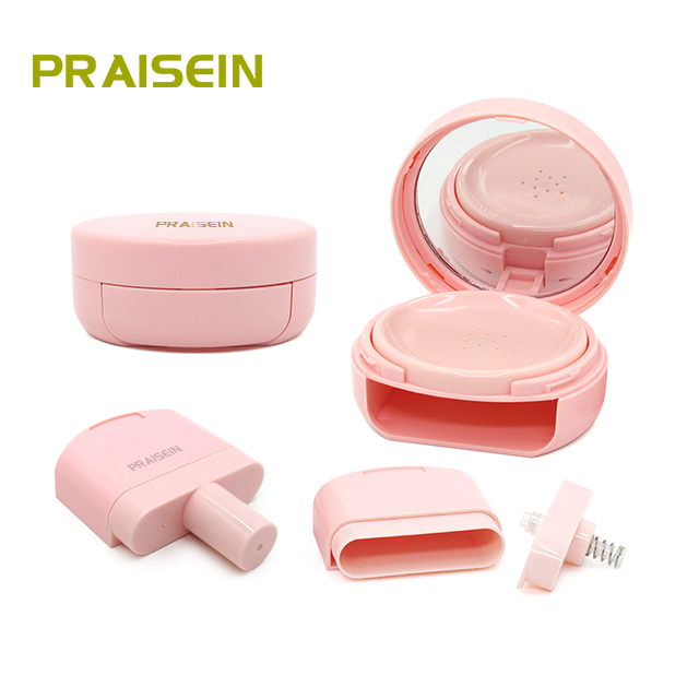 New press type vacuum air cushion case plastic packaging custom logo 13g circular screw lid air cushion foundation case