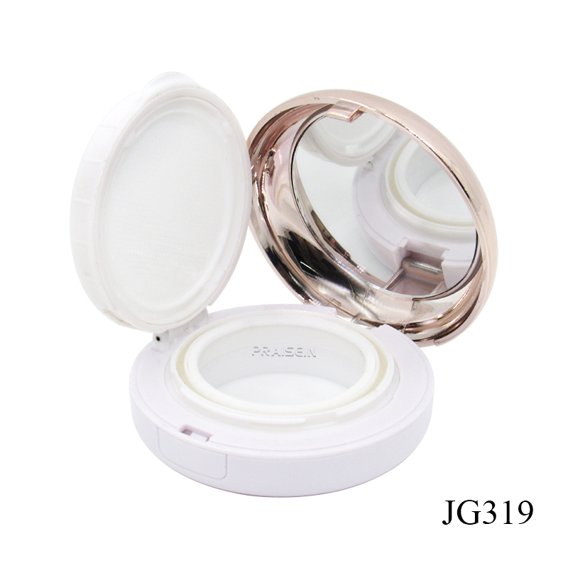 Wholesale plastic airless compact packaging round cosmetic liquid foundation container air cushion box with sealing ring