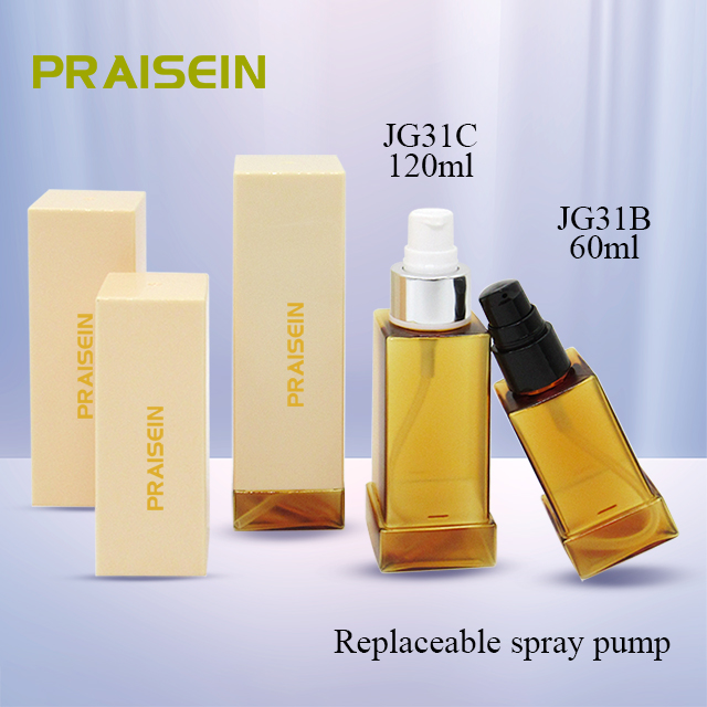 Square skin care lotion bottle can be replaced by spray pump 60ml/120ml plastic empty lotion container with snap lid