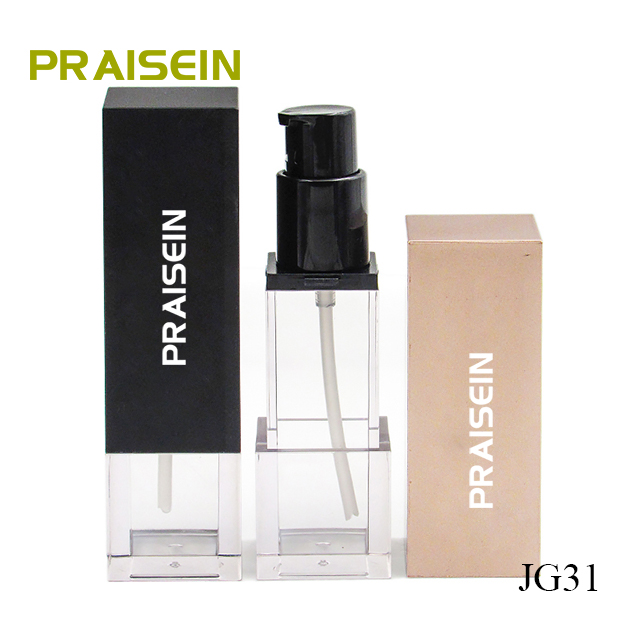 Plastic lotion bottle 50ml square cosmetic liquid foundation bottle with pump packaging for sale