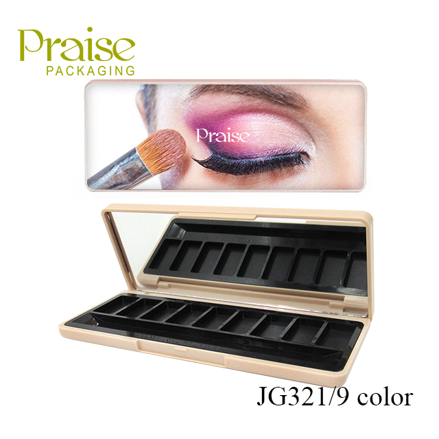 Wholesale high-quality empty cosmetic packaging case,9 color rectangular eye shadow palette face contouring compact customized