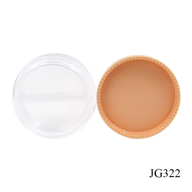 2-color double lattice round cosmetics loose powder case packaging wholesale custom logo, empty plastic makeup powder container