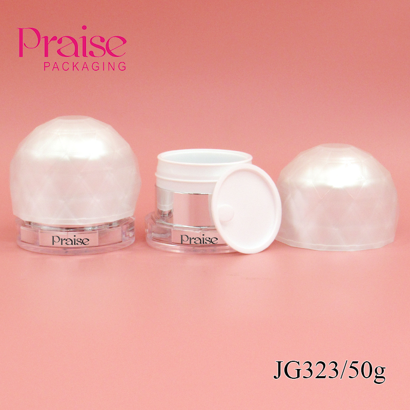 Light luxury acrylic cosmetic jars custom craft 50g round white smooth plastic cream jar container sold at factory