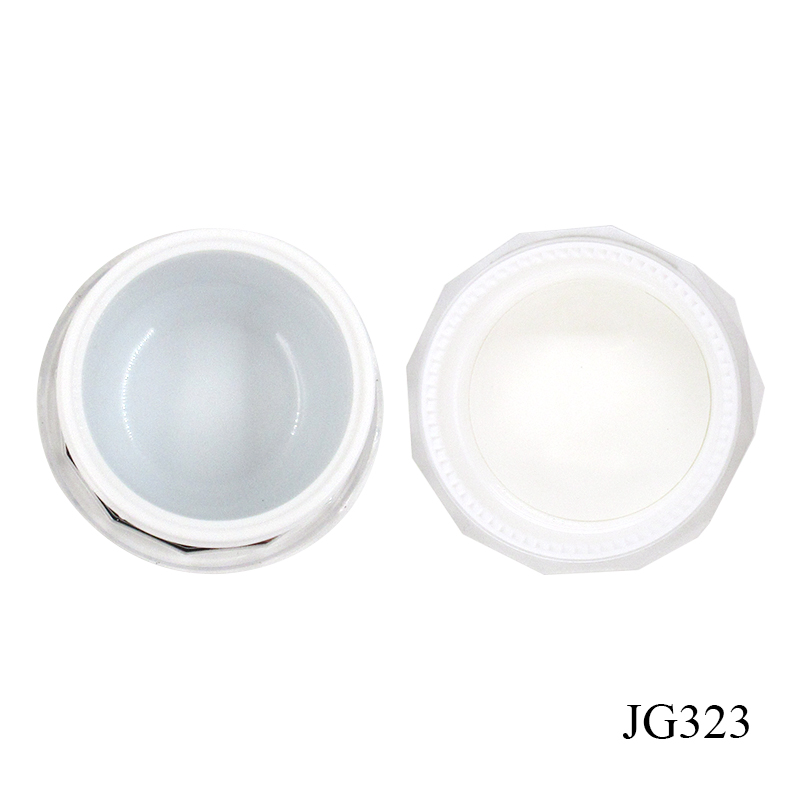 Light luxury acrylic cosmetic jars custom craft 50g round white smooth plastic cream jar container sold at factory