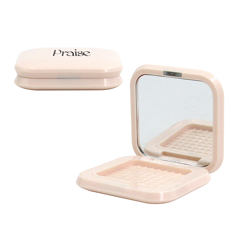 Custom spray plating powder compact case plastic packaging square magnetic adsorption double-deck blush powder case