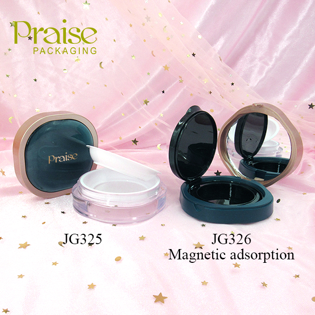 Wholesale square cosmetic loose powder container packaging, magnetic adsorption plastic air cushion liquid foundation case