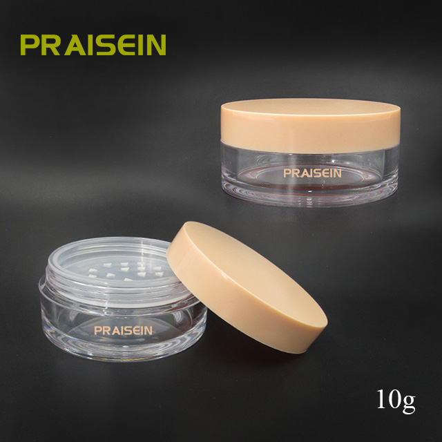 Free sample 10g transparent round plastic case empty cosmetic loose powder case packaging wholesale