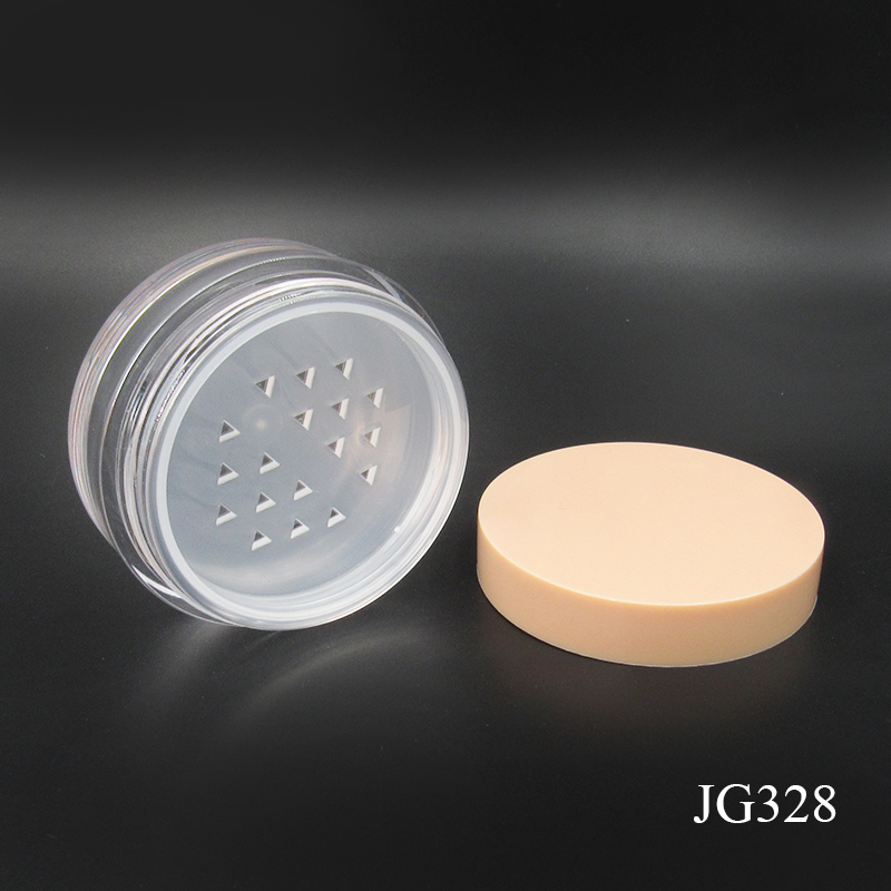 Free sample 10g transparent round plastic case empty cosmetic loose powder case packaging wholesale