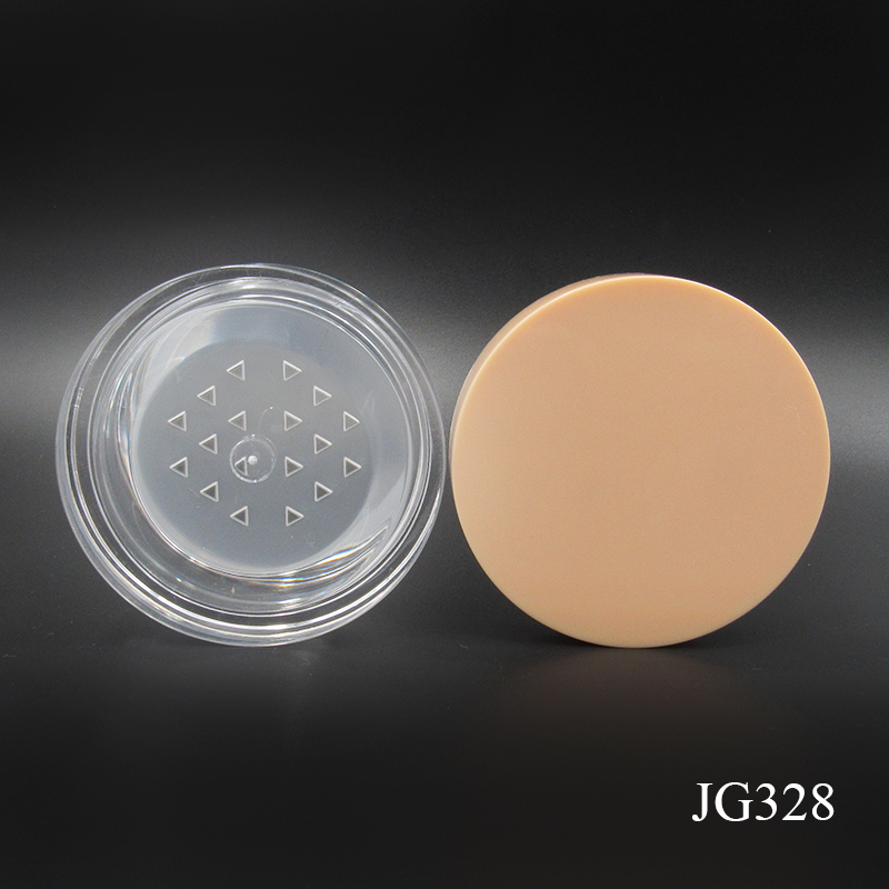 Free sample 10g transparent round plastic case empty cosmetic loose powder case packaging wholesale