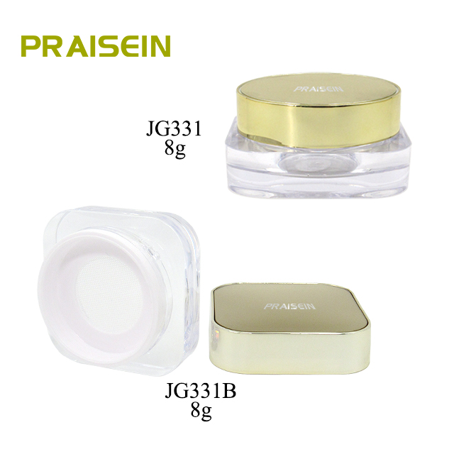 Loose powder case custom label 8g square plastic empty cosmetic powder container