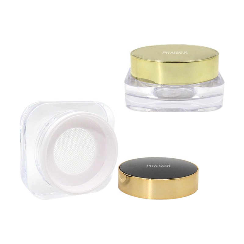 Loose powder case custom label 8g square plastic empty cosmetic powder container