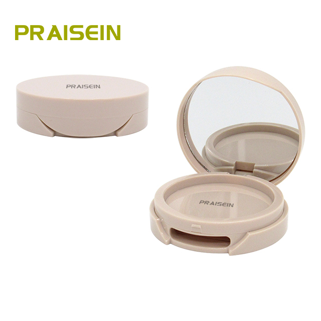 High quality empty round cosmetic powder compact packaging container can place powder puff and custom label