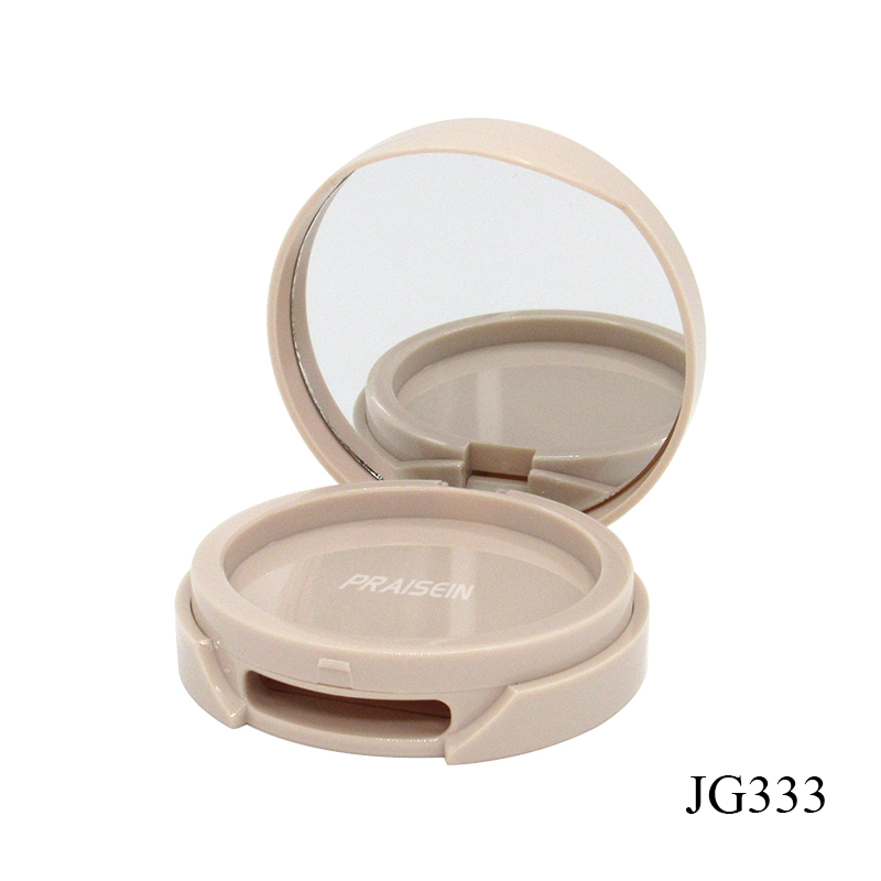 High quality empty round cosmetic powder compact packaging container can place powder puff and custom label