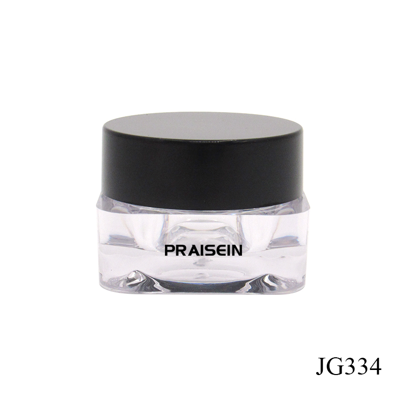 Production supply cosmetic sample container empty transparent square plastic cream jar with round lids