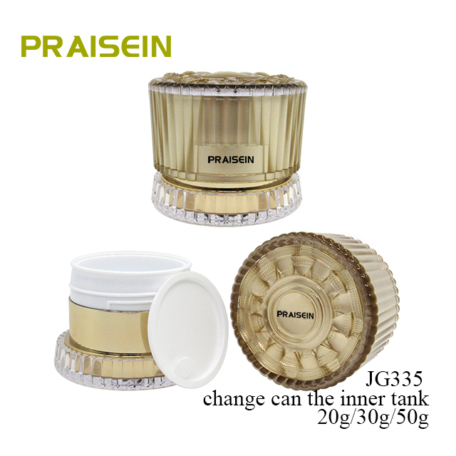 Luxury acrylic cream jar 20g/30g/50g empty gold skin care facial cream jar packaging wholesale custom logo