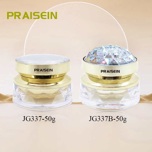 Cosmetic packaging OEM golden plastic cream jar 50g empty round cream container jars with lid factory custom