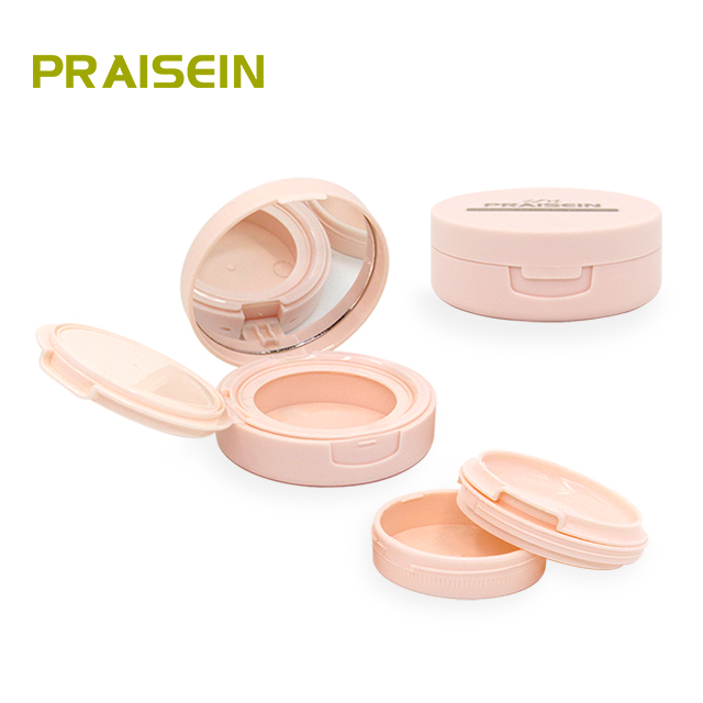 Wholesale empty cosmetics foundation case detachable pink round plastic air cushion compact box with mirror