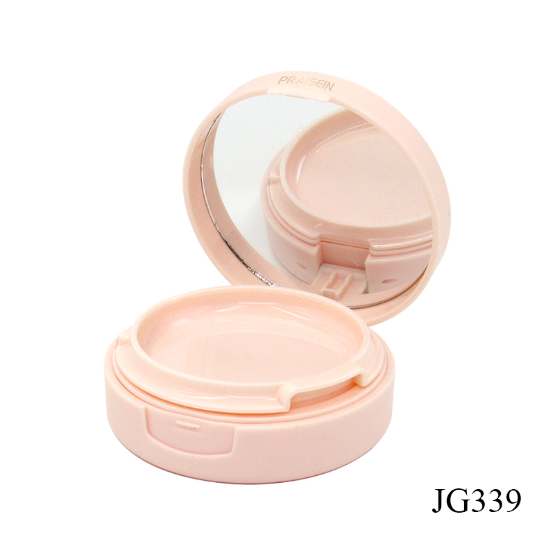 Wholesale empty cosmetics foundation case detachable pink round plastic air cushion compact box with mirror