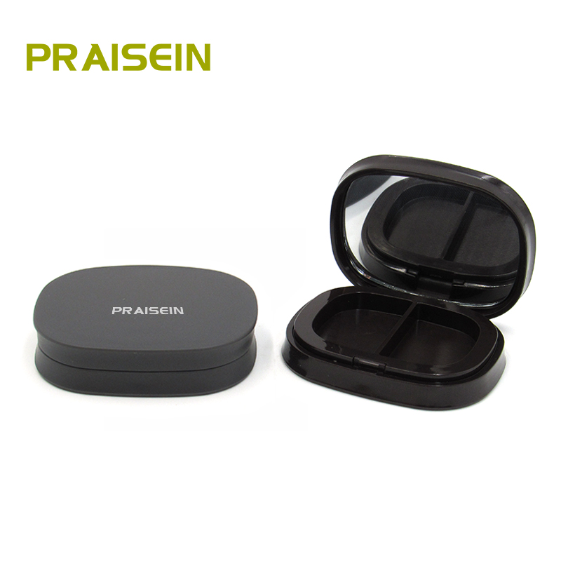 Own-brand OEM ODM Plastic eye shadow container packaging empty 2 color eye shadow case with mirror