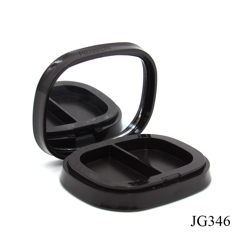 Own-brand OEM ODM Plastic eye shadow container packaging empty 2 color eye shadow case with mirror