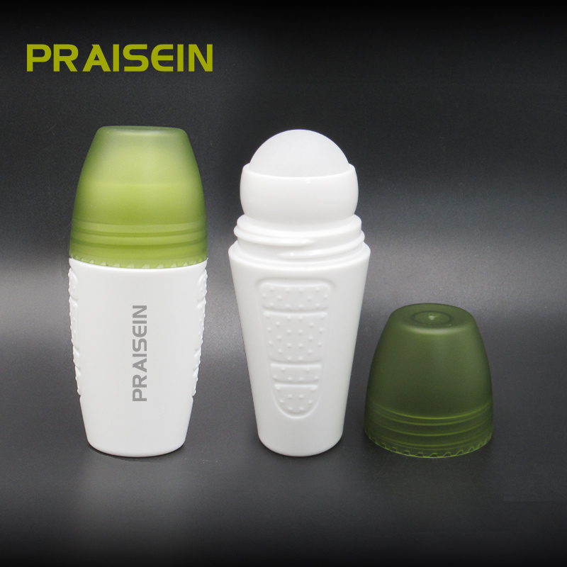 Custom white empty deodorant plastic roll on bottle essential oil bottle packaging 50g roller bottle