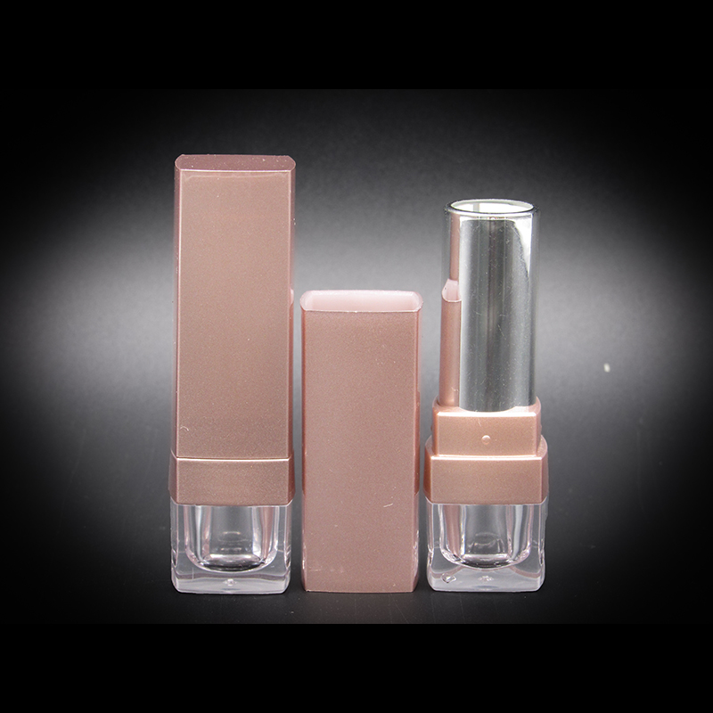 Private label cosmetics packaging empty plastic lipstick tube, refillable square lipstick containers