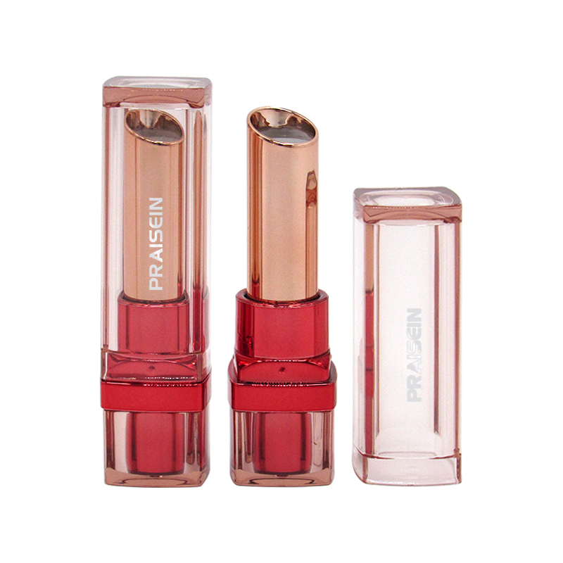 Private label cosmetics packaging empty plastic lipstick tube, refillable square lipstick containers