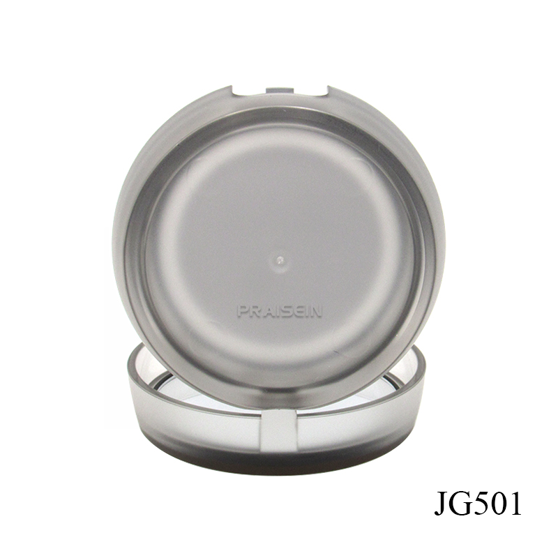 Custom empty loose powder makeup setting powder container 7g grey plastic loose powder jar with mirror