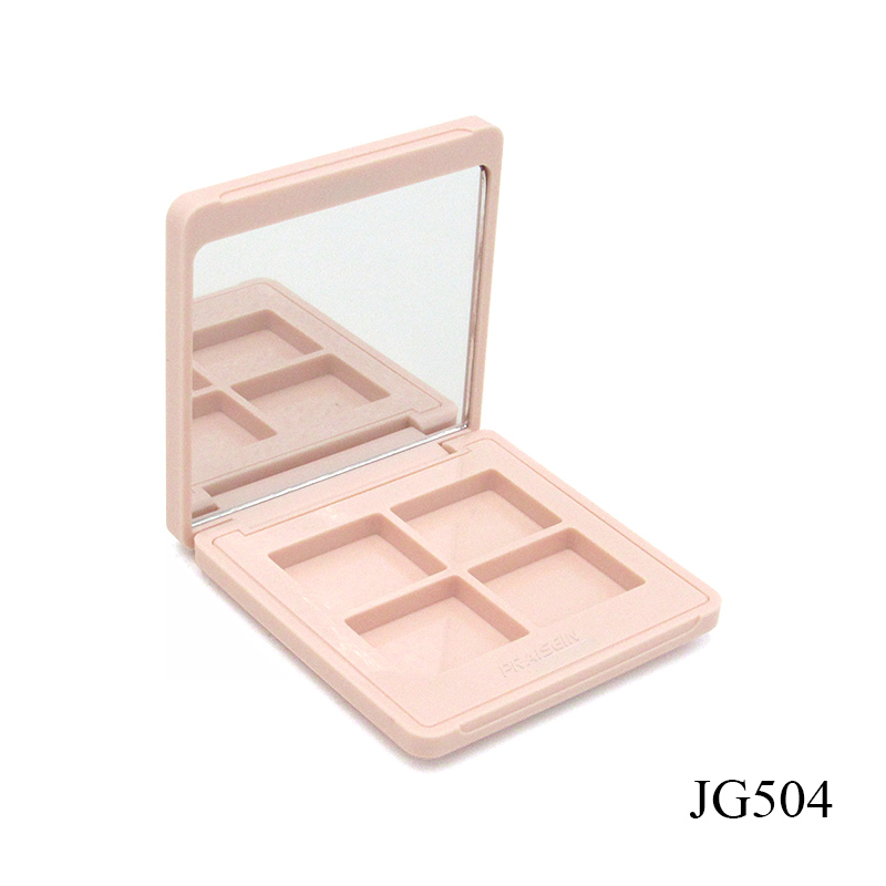 Custom empty square plastic 4 color eyeshadow palette container private label pink cosmetics eye shadow case wholesale