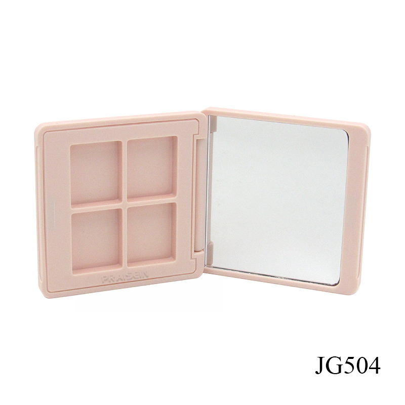 Custom empty square plastic 4 color eyeshadow palette container private label pink cosmetics eye shadow case wholesale