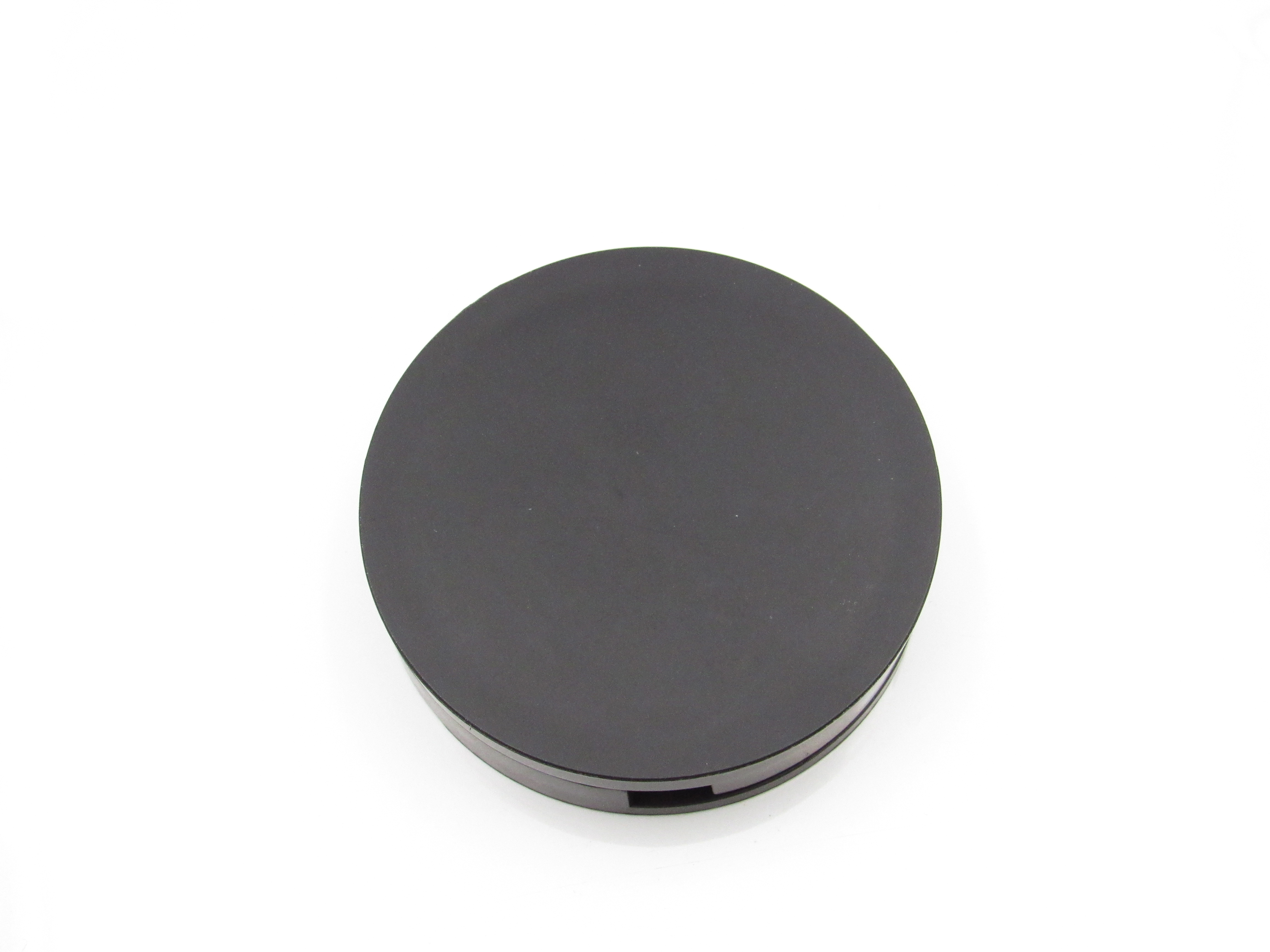 Round monochrome eyeshadow packaging private brand black plastic eye shadow case with mirror